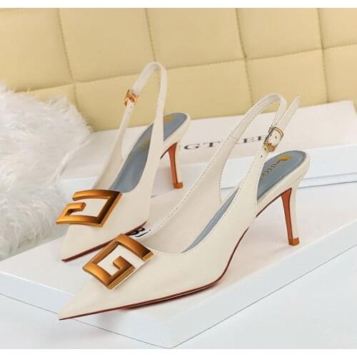 Women Luxury Brand Designer Pumps 7cm High Heels Sexy Scarpins Office Lady Party Wedding Low Heels Silver Prom Shoes