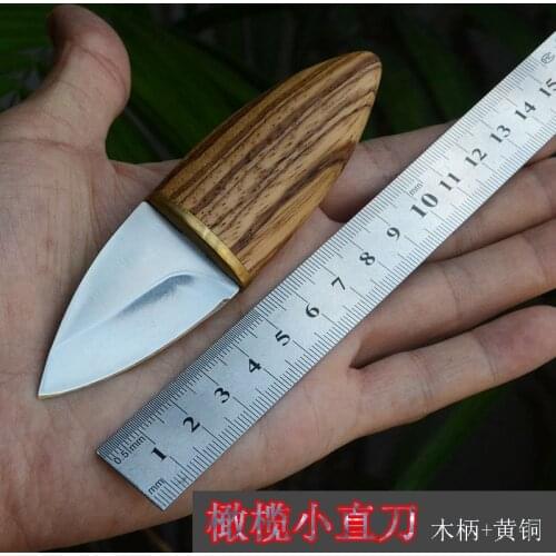 Outdoor Straight Knife Olive Mini Collector Knife Defensive Height Hardness Survival in the Wild
