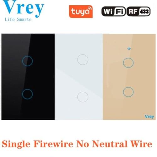 VREY WiFi Smart Touch Switch100V-240v Wall Touch Screen Switch Suppor Remote Control single firewire Crystal Glass Switch Panel