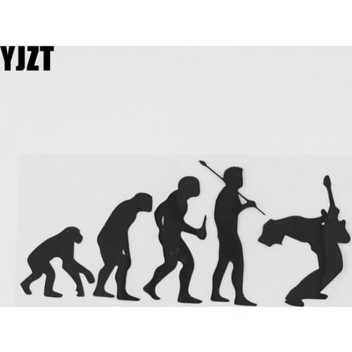 YJZT 16.6CMX7.4CM Funny Guitar Player Evolution Decal Vinyl Car Sticker Black/Silver 8A-0588