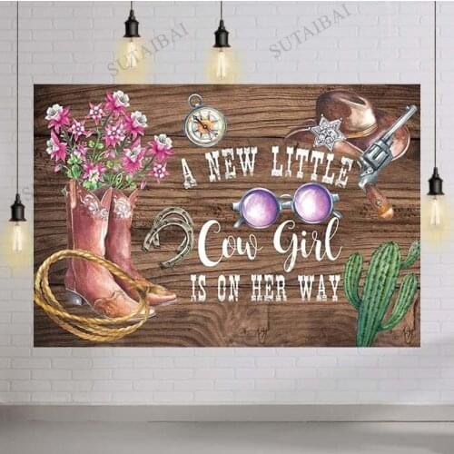 Western Cowgirl Baby Shower Backdrop for Girls Baby Shower Party Background Rustic Floral Pregnancy Announcement Decorations