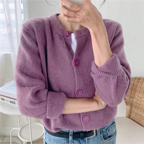 2020 Autumn Winter Womens Knitwear Casual Stylish Button Cardigans Korean Lady Sweaters Long Sleeves Comfortable Sweet