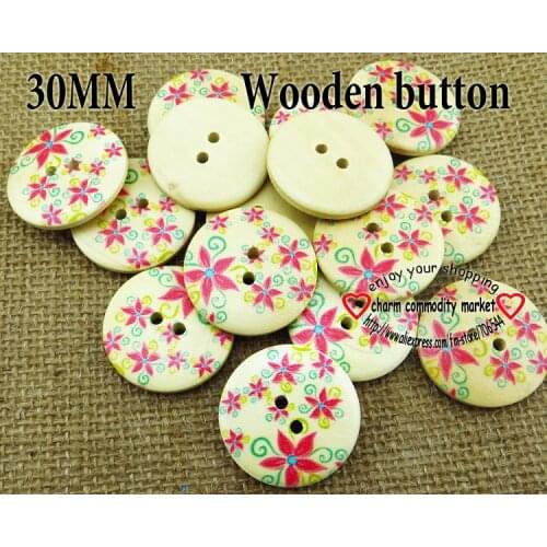 10PCS 30MM Star Painting Wooden Buttons Sewing Clothes Boots Coat Accessories MCB-681