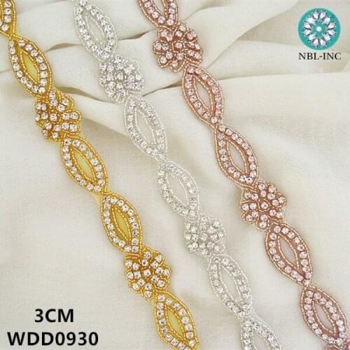 10 yards) Wedding dress belt bridal beaded silver gold crystal Rhinestone Applique Trim iron on for wedding dress WDD0930