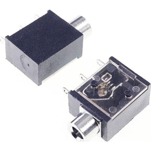 1000pcs Phone Jack 3.5mm 3 pin mono channel socket 2 pole earphone audio plug through hole right angle DC30V 0.5A