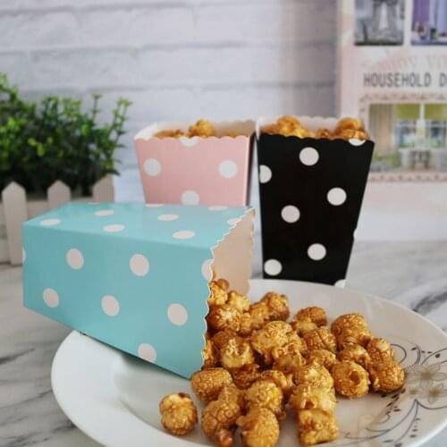 20pcs Stripes Dot Popcorn Box Candy Box Party Decoration Kids Food Packaging Box Christmas Party Supplies