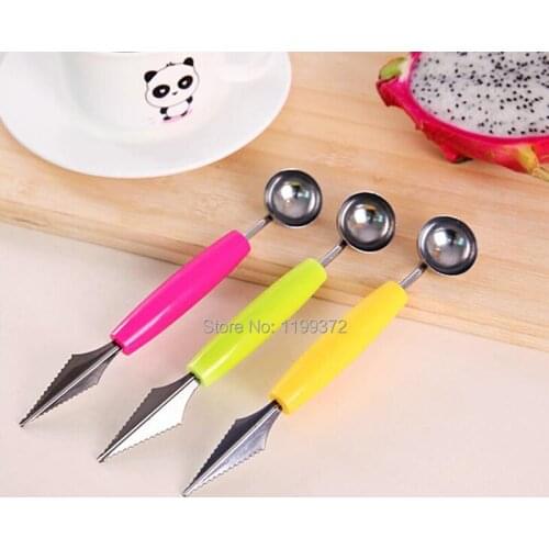 200pcs Multi Function Stainless Steel Fruit Carving Knife Ice Cream Baller Scoop Watermelon Spoon Double-End Kitchen Tool Tools