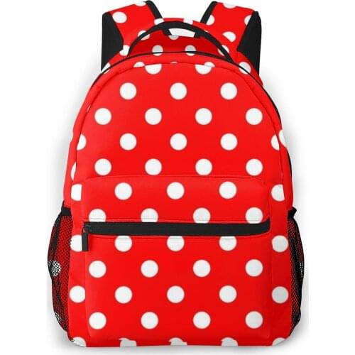 2020 Backpack Women Fashion Shoulder Bag Red White Dots Spots Polka School Bag For Teenage Girl Children Backpacks Travel Bag