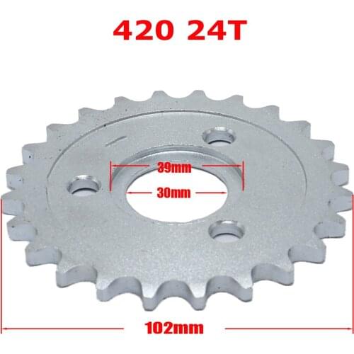 24 Teeth Motorcycle scooter chain drive gear 420 Small sprocket 24T sprockets Good Quality Brand New Silver