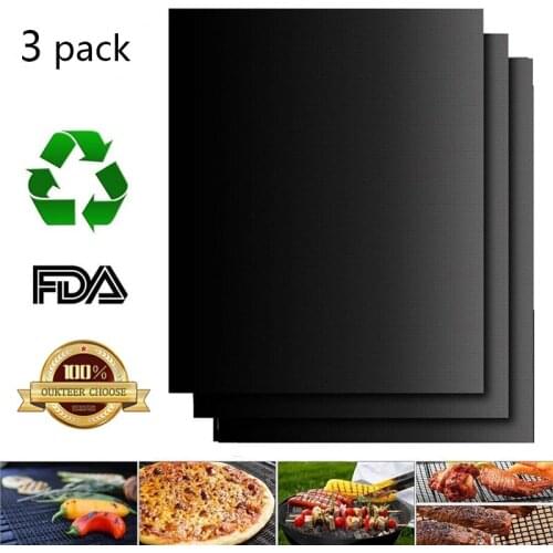 3Pcs Non-stick BBQ Grill Mat Reusable BBQ Grill Mat Pad Baking Sheet Portable Outdoor Picnic Cooking Barbecue Oven Tool