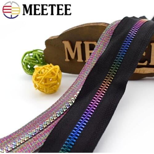 4/8M Meetee 5# Resin Coded Coil Zipper for Bag Rainbow Zippers Coat Jacket Repair Sewing Zips DIY Garment Tailor Accessories