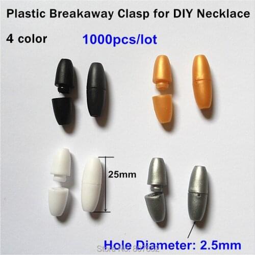 4 color ) 1000pcs DIY breakaway necklaces plastic clasps Closure for chew Silicone teething bead Jewelry 2.5mm hole for cord