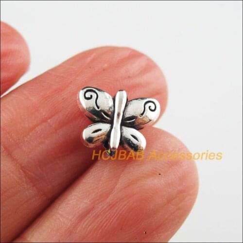 40 New Butterfly Charms Tibetan Silver Color Animal Spacer Beads 8x10.5mm