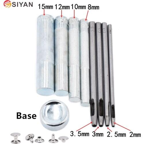9pcs Metal Leather Craft Tool Repair Spikes Die Punch Hole Rivets Fastener Kit For DIY Leathercraft Punch Rivets Set