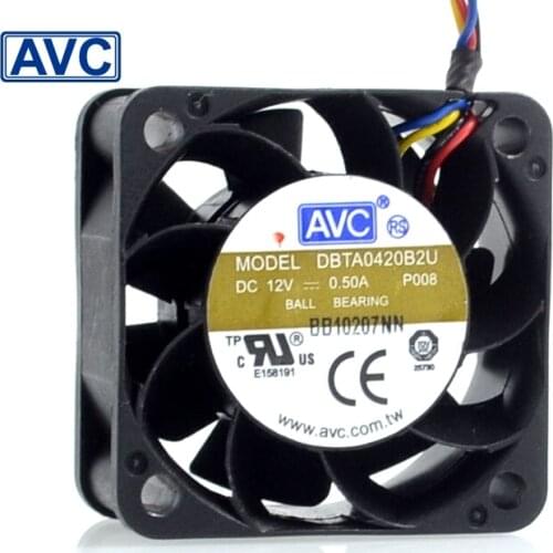 AVC New 4020 4CM 40mm wind capacity 12V 0.50A DBTA0420B2U PWM cooling fan speed control 40*40*20mm