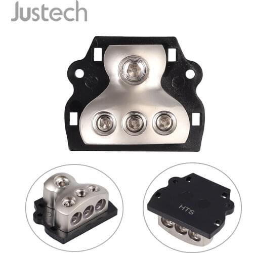 Justech 2x 3 Way Power Distribution Block 0 Gauge IN 3 x 4 Gauge OUT Copper Fuse Holder Car Audio Splitter Amp Electrical System