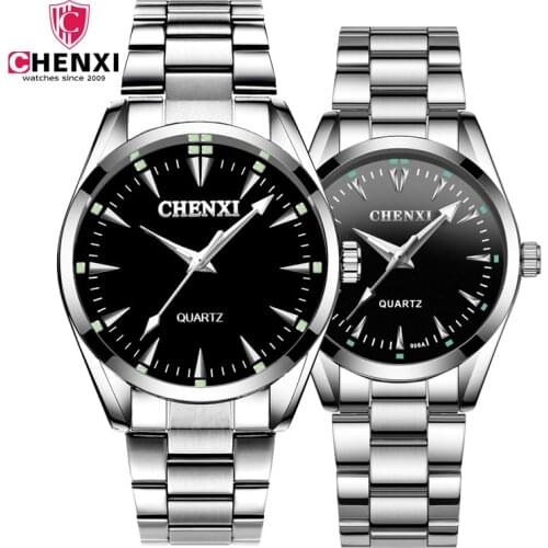 Luxury Brand CHENXI Couple Watches For Lovers Pair Men And Women Fashion Simple Stainless Steel Quartz Wristwatch Couple Gift