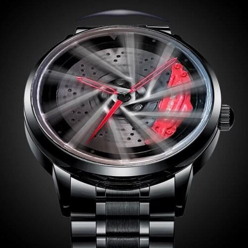 3D Spinning Watch Car Wheel Rim Hub Men Watches Unique Rotatable Hiphop Quartz Watch Waterproof Male Clock Religio Masculino