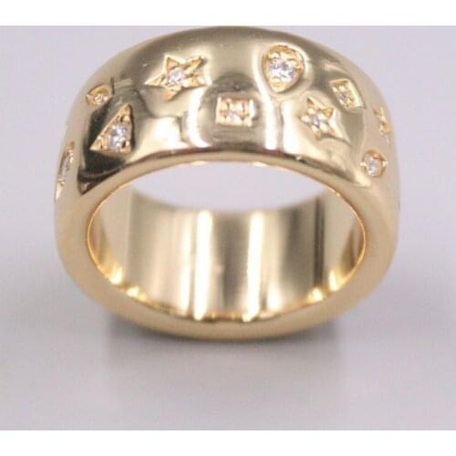 Pure S925 Sterling Silver Ring Men Women Gift Yellow Rose White Pattern Zircon Band Ring