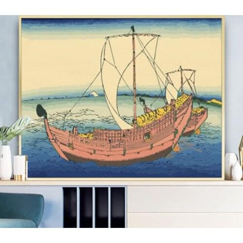DIY Painting By Numbers sailing boat 50x40cm Wall Art Picture By Number Acrylic Canvas By Numbers For Home Decors