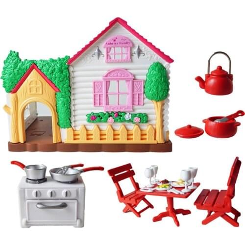 1:12 Forest Animal Family Tree House Villa Miniature DollHouse Simulation Furniture Cookware Dining Chair Kettle Play House Toys