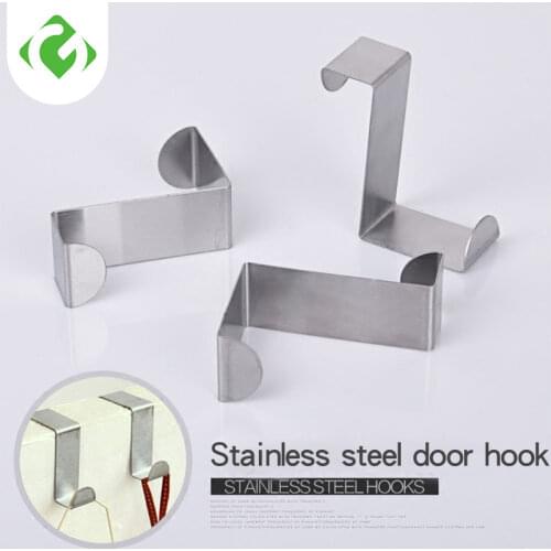 2pcs Stainless Steel Door Hanger Rack Metal Kitchen Cabinet Board Hanging Hooks Behind Door Clothes Bag Storage Hooks