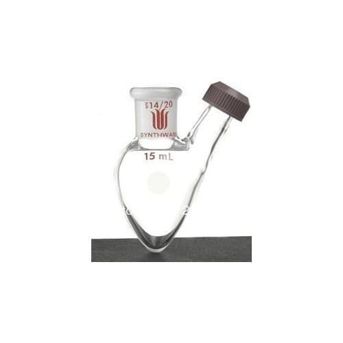 F131415 Flask, pear sharp, Threaded inlet, Capacity:15ml, Joint Size:14/20