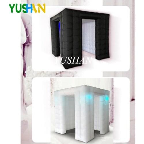 2.25m High Quality Custom wedding party inflatable photobooth LED photo booth tent with Two Doors Curtain Cover Photo backdrop