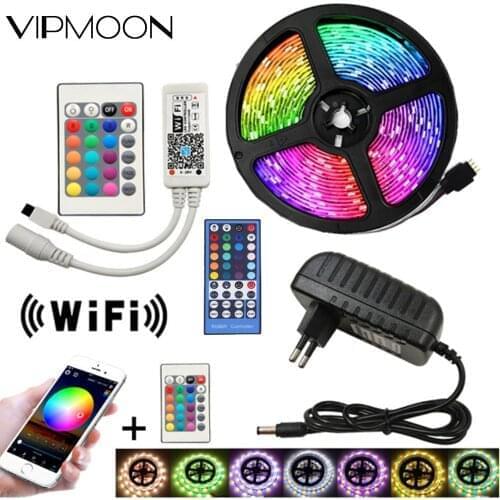Light Strip 12V 5050 LED Strip 5/10M LED WIFI RGB RGBW RGBWW Flexible LED Strip Light+WIFI/IR Remote Controller+Power Adapter