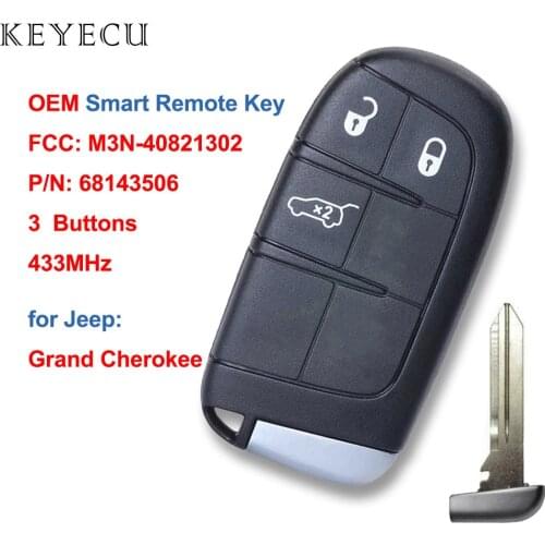 Keyecu OEM Smart Remote Car Key 3 Buttons 433Mhz for Jeep Grand Cherokee 2014-2019 FCC ID: M3N-40821302 68143506 AA AB AC