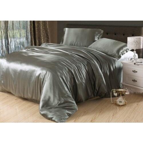 7pcs Silver Grey Silk bedding set Satin sheets Cal king queen full twin size quilt duvet cover bed sheet bedspread bedroom linen