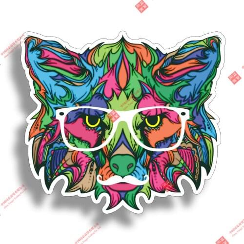 Creative PVC Cat Sticker Cup Cooler Car Vehicle Laptop Bumper Window Decal Pet Wolf Fox Car Decal Decoration Laptop