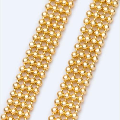 Multi Strand Ball Chains, Gold plated Brass Beaded Chain Wholesale (#LK-233-1)/ 1 Meter=3.3 ft