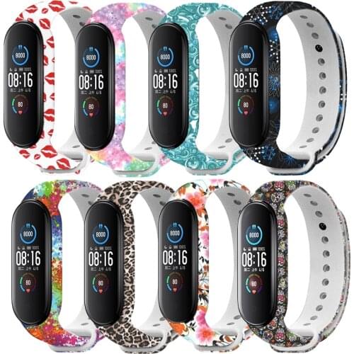 Fashion Soft cartoon Colorful Graffiti style Strap For Xiaomi Mi Band 3 4 5 6 Strap Silicone Bracelet Wristband For MiBand 5/4/3