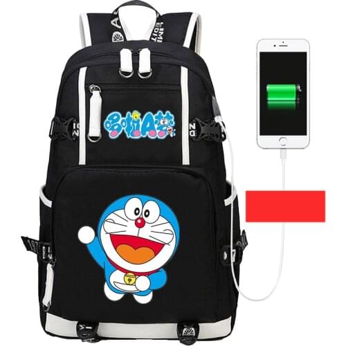 Cartoon Doraemon Backpack Boys Girls School Bag Laptop Bag Kids Waterproof Multifunction USB Charging Travel Backpack Mochila