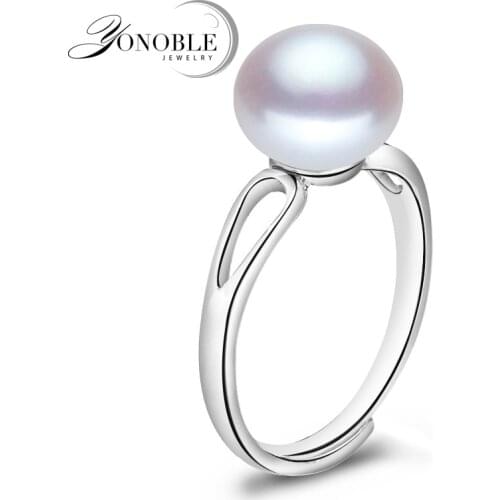 Real natural pearl ring 925 silver wedding rings men adjustable pearl ring for women wife anniversary gift white pink