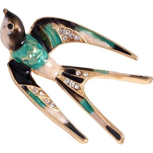 NEW Rhinestone Swallow Brooches Women Men Vintage Animal Brooch Pins Gifts