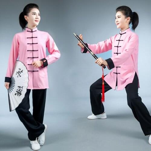 2021 New Style Women Kung Fu Tai Chi Uniform Traditional Chinese Clothing Martial Arts Clothes Wushu Clothing Free Shipping Pink