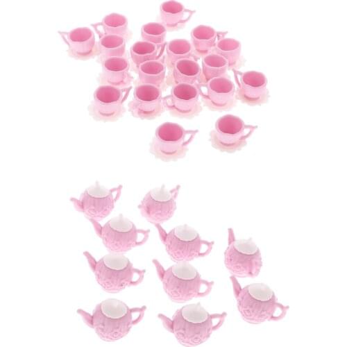 1/12 10 Sets Dollhouse Mini Tea Set Plastic Tableware for Dolls Accs