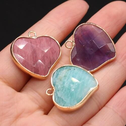 Natural Stone Pendants Faceted Heart Shape Amethysts for Trendy Jewelry Making DIY Women Necklace Earring Gifts