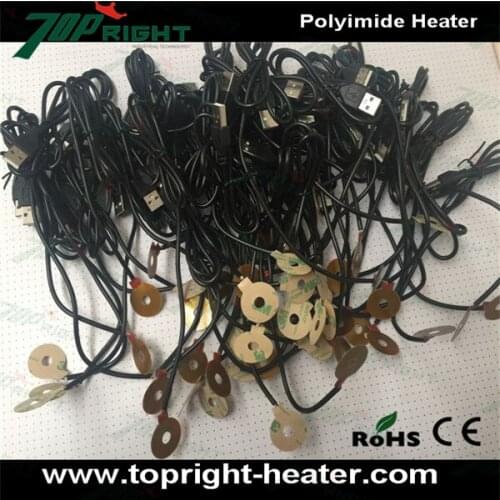 Dia.25mm CE PI polyimide film heater heating elements heating elements 9v with 6.5mm hole