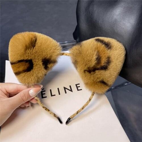 Cute Cat Ears Girl Headband Decoration Real Rex Rabbit Fur Hair Accessories Women Plush Headwear Party Fashion Kids Hairband