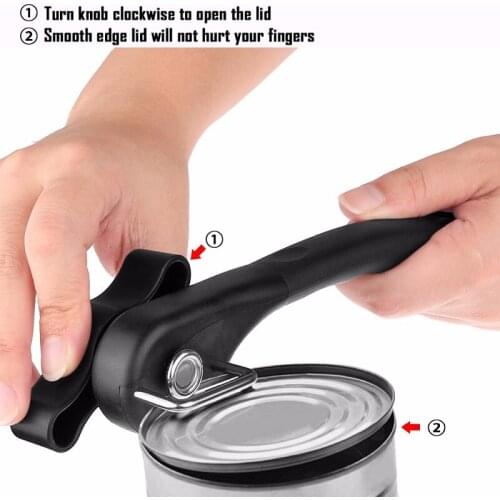 Professional Manual Side Cut Jar Tin Opener Stainless Steel Can Opener Smooth Edge Bottle Opener Easy Turn Knob Kitchen Gadgets