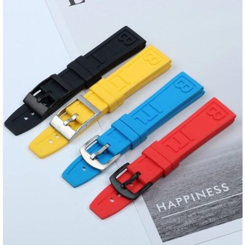 Nature Rubber Watch band 22mm 24mm Black Blue Red Yellow Watchband Bracelet For Breitling strap Navitimer Avenger logo on tools