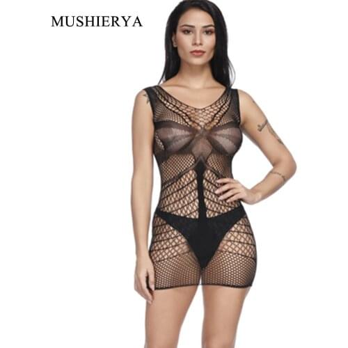 Sexy Body Suit Lingerie Fishnet Mesh Lace Dress Sleepwear Erotic Body Stocking Strapless Erotic Lingerie Teddy Intimates Mujer