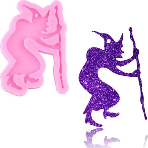 Super Glossy Halloween Witch Silicone Mold Epoxy Resin Craft Keychains Molds Polymer Clay DIY Jewelry Making Necklace Mould