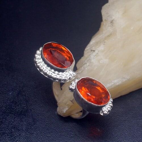 Gemstonefactory Jewelry Big Promotion Single Unique 925 Silver Double Shiny Red Topaz Women Men Gifts Rings 7.5# 20213144