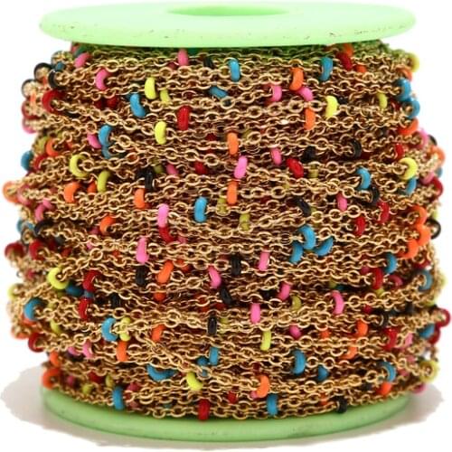 3mm Width Colorful Stainless Steel Beaded Chains Satellite Link Chain Necklaces Bulk For DIY Jewelry Making Findings Top Quality