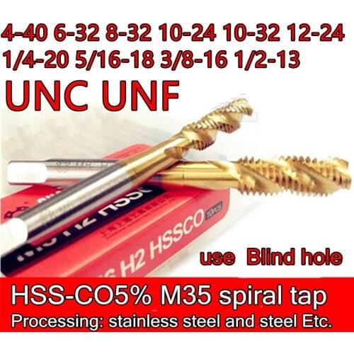 1/2-13UNC 1/2-208UNF 10pcs/set HSS-CO5% M35 Apex tap use Tong hole Processing: stainless steel and steel Etc.Free shipping