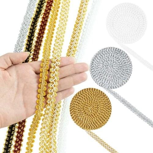 5 Yards 13mm Gold Silver Line Centipede Braided Lace Trim Ribbon DIY Craft Sewing Clothes Accessories Wedding Curve Lace Fabric